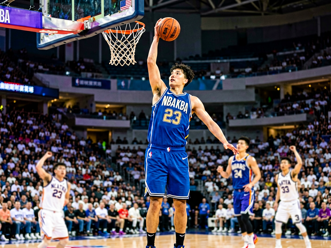 篮球赛事新闻配图，NBA比赛精彩扣篮画面